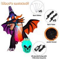 Dragon de feu et de glace décorations d'halloween Dragon gonflable flamme lumineuse jardin extérieur grand