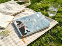 Carnet bleu ciel motif baleine de dessin animé, marque-page en tissu orange imprimé animaux marins aquarelle, papeterie scolaire pour journal d'écriture, vente en gros