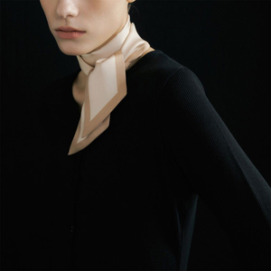 Customized Color Parchment Handmade Narrow Headband Lightweight Silk Ribbon Neckerchief Long 100% Mulberry Silk Twill <strong>Scarf</strong> - Product Image 2