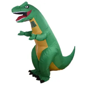 Hot Selling Party Cosplay Cartoon Costume Christmas Halloween Walking T-REX Inflatable Dinosaur Costume For Adult
