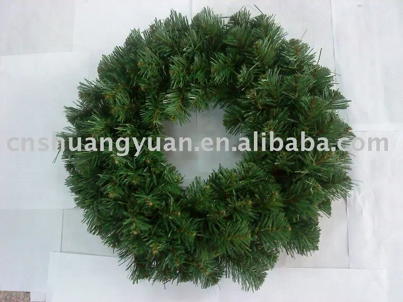 Wreath de pvc artificial verde da promoção barata yiwu shuangyuan fornecedor de natal