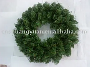 Дешевый Рекламный зеленый искусственный венок из ПВХ, Рождественский поставщик Yiwu Shuangyuan
