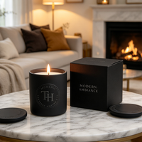 Pot à bougie vide en céramique noire pour décoration intérieure, 8oz 10oz, récipient à bougie, bougeoir de luxe avec couvercle