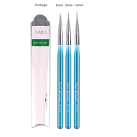Nouveau produit 3 pièces bleu Nail Art Design brosse sur ongles colle stylo peinture outils acrylique ensemble mode brosse à ongles