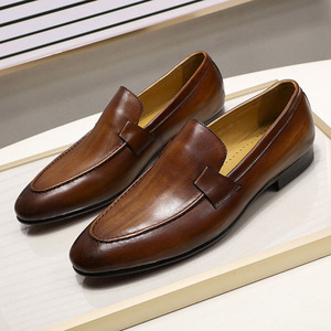 Newly Designed Custom-made Men's Leather Business Formal Casual Pointed Slip-on <b>Shoes</b> Anti-slip <b>Deodorization</b> Massage Features - Product Image 1