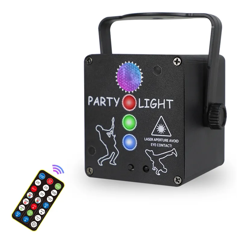 YSH DJ Laser Light Battery Mini 4 Holes RGB Music LED Disco Party Laser Effect Light For Party KTV Club Bar Laser Cube Projector