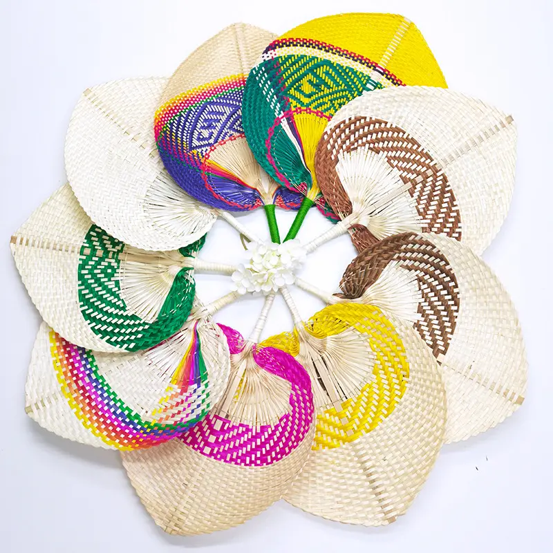 Bamboo woven hand crank fan hand woven bamboo fan with customizable pattern