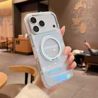 Coque transparente antichoc avec support magnétique et chargement sans fil pour iPhone 18/17 Pro Max