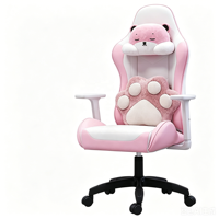 Siège de jeu inclinable pour streaming e-sport, idéal pour la pause déjeuner, cybercafé, café internet, avec coussin lombaire motif chat.