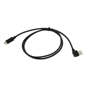 Cable tipo C USB 3,1 Gen 2, 10G, 3A, Cargador rápido, Cable de datos de sincronización de USB-C, USB 3,0 en ángulo recto de 90 grados, tipo A a cable tipo C de 0,3 m