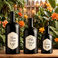 Bouteille en verre noir mat avec bouchon en liège, bouteille en verre vide personnalisée pour liqueur ou huile d'olive 200ml 375ml 500ml 750ml 1000ml