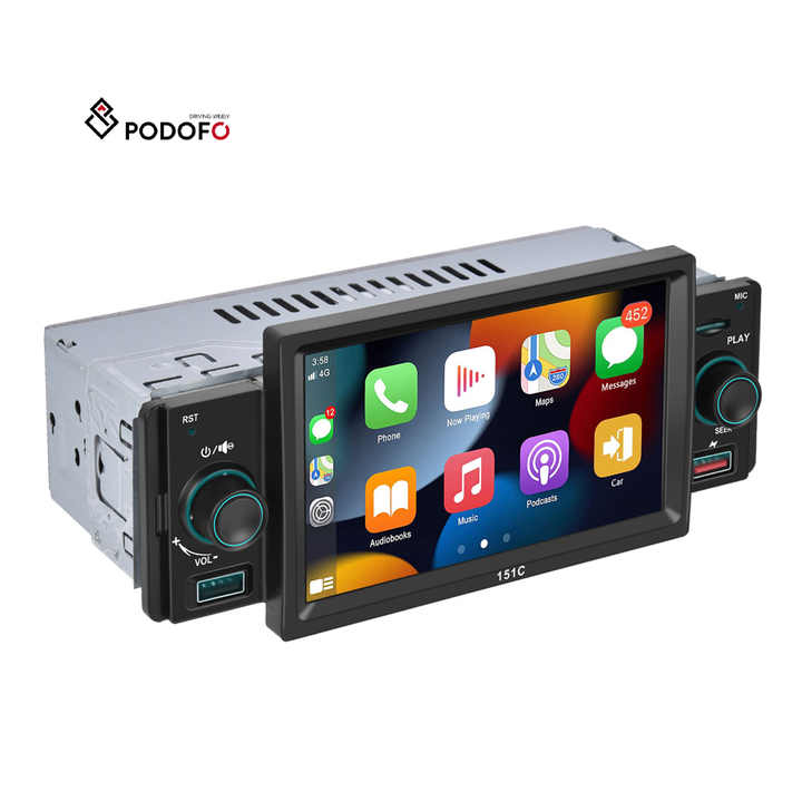 5インチ 1Din FMラジオカープレーヤー CarPlay Bluetooth