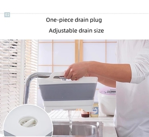 Plato plegable para acampar exterior con tapón de drenaje, escurridor de frutas, <span class=keywords><strong>cesta</strong></span> de almacenamiento de cocina para ahorrar espacio y verduras - Product Image 6