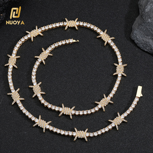 Collar de Cadena de Espinas con Circonitas Brillantes Estilo Hip Hop para Mujer, Chapado en Oro de 18K - Product Image 3