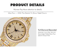 Hip-Hop Vergoldete Mikro-CZ-Diamant Großhandel Luxus-Uhr Schmuck Herren Damen Armbanduhr Quarz-Uhren