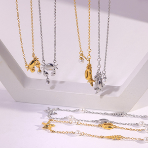 Stainless Steel Ocean Theme Pendant Necklace for Women Dainty Starfish Fish <strong>Crab</strong> Shell Pearl Charm Adjustable Fashion <strong>Jewelry</strong> - Product Image 5