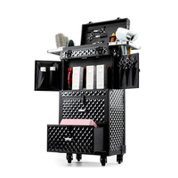 Malette de rangement en aluminium pour cosmétiques, plateau de voyage professionnel, pour maquillage, avec roulettes, livraison gratuite