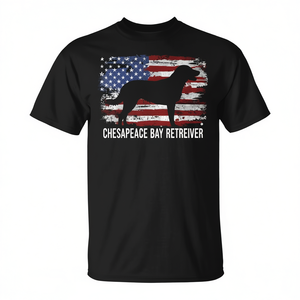 Camiseta vintage con bandera de Estados Unidos de Chesapeake Bay Retriever, color negro, talla grande para hombre - Product Image 2