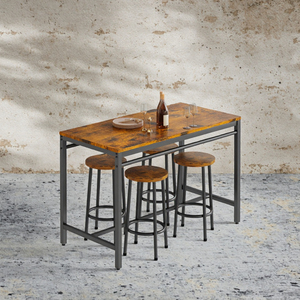 Ensemble de table et chaises de bar industrielles pour hôtel, hauteur comptoir, avec structure métallique et pieds réglables - Product Image 3