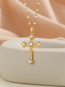 Hot Selling Unique Niche Design Gold Plated <b>Cross</b> Necklace Light Luxury Women's Pendant Necklaces Wholesale Jewelry Trendy - Product Image 5