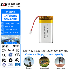 Batterie à semi-conducteurs 3.7V 340mAh 801630 pour tournevis électrique et jouets intelligents IA, certifiée CE, 500 cycles - Product Image 1