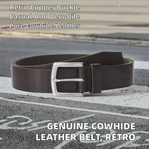 Cinturón de Cuero Genuino de Vaca de Primera Calidad para Hombre con Hebilla de Cobre – Cinturón Versátil para Pantalones Casuales y de Vestir - Product Image 2