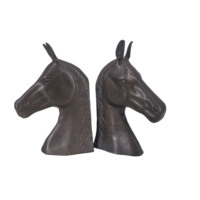 Paire d'entretoises à livres modernes en forme de tête de cheval, en cuivre fait main, robustes et décoratives, pour bureau, maison, étagère
