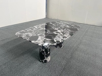 Dessus de table de salle à manger en marbre noir Cristallo personnalisé de luxe avec pied de base de colonne pour salon de table à manger en marbre moderne