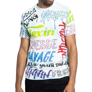 Kaus pria Transfer panas warna mewah kaus Hip Hop seni Crewneck dipersonalisasi dengan kaus logo
