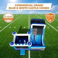 Château Gonflable Commercial en PVC Bleu Personnalisé avec Toboggan, Combiné Maison de Rebond Sauteur pour Enfants