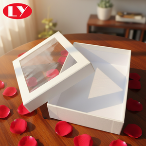 <strong>Decorative</strong> Coated Paper Texture Paper Cardboard <strong>Boxes</strong> <strong>with</strong> Clear Window <strong>Lid</strong> - Product Image 2