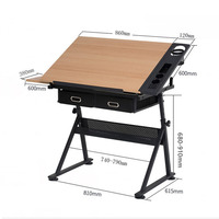 Table et chaise de dessin technique pour étudiants, avec cadre en acier réglable en hauteur et en angle, pour l'école, avec 2 rangements