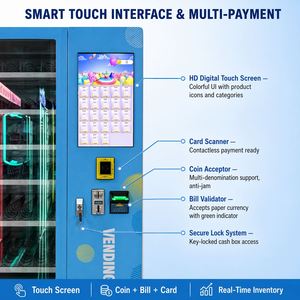 Distributeur automatique de boissons et de snacks en libre-service avec écran tactile, acceptant les pièces de monnaie, en acier inoxydable, écran tactile de 21,5 pouces, 300-600 - Product Image 4