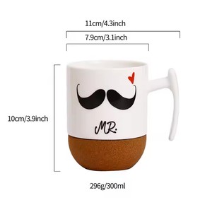 Taza de Café Única con Diseño de Bigote, Base de Corcho, Taza de Cerámica <span class=keywords><strong>para</strong></span> Papá y Hombres - Product Image 6