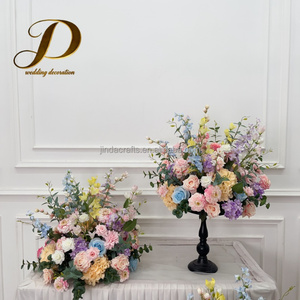 Composizione Floreale Artificiale Bordeaux e Rosa Pallido, Centrotavola per Matrimoni, Decorazione con Sfera di Fiori - Product Image 6