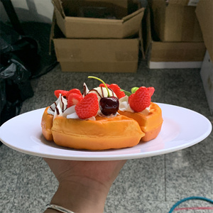Waffle Fruit Cream Dessert Golden Crispy Waffle Delicious Story Strawberry Blueberry Banana Afternoon Tea Enjoy Leisure Time Joy - Product Image 6
