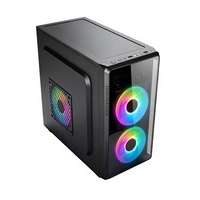 Boîtier PC MicroATX Mid Tower à panneau latéral ventilé, nouveau design, très demandé, châssis gaming noir, 2 ventilateurs inclus