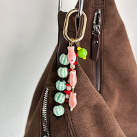 Porte-clés en céramique colorée en forme de petit poisson, pendentif de sac, porte-clés étoile de mer tressé à la main, accessoires de mode, breloques