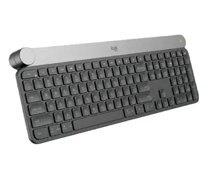 Logitech工艺先进的无线键盘，具有创意和多功能输入表盘背光键盘，带智能控制旋钮