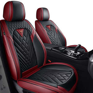 Housse de siège de <span class=keywords><strong>voiture</strong></span> en cuir noir et rouge, confortable et luxueuse, cinq places, ensemble complet, sièges <span class=keywords><strong>avant</strong></span> et arrière - Product Image 3
