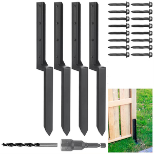 33.6インチヘビーデューティーフェンスポスト修理ステークキット、修理用グラウンドスパイク傾斜/破損木製フェンスポスト - Product Image 5