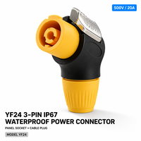 Connecteur d'alimentation Leaka RJ45 IP67 étanche 3 broches XLR aviation YF24 20A 500V jaune pour affichage audio