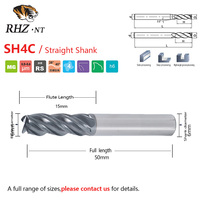 Vente chaude ODM AlCrN Enduit 4-Flûte Carbure CNC Fraise HRC<40 10MM Diamètre C = 0.2 Tige Droite OEM Personnalisable