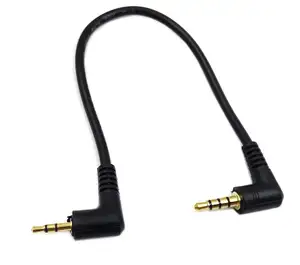 Mono TRS TRRS colokan Stereo kabel Aux, sudut 3.5mm 4 tiang ke 2.5mm 3 tiang Headset Stereo Audio Aux Extender kabel Jack Stereo