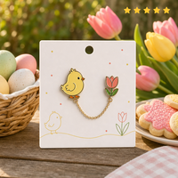 Broche en métal Poupoule de Pâques, Épingle de chapeau, Pendentif tulipe, Chaîne dorée, Bijoux de printemps, Broches, Vente en gros, Pins en émail souple personnalisés