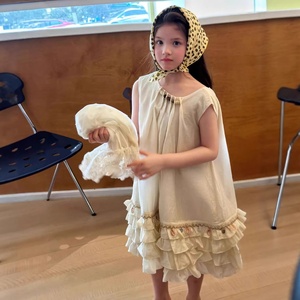 <span class=keywords><strong>Abito</strong></span> Senza Maniche in Stile Etnico per Bambine, Tessuto Morbido in Cotone e Poliestere, Comodo per l'Estate - Product Image 1