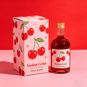 Elegant Gold Foil Embossed White Cardboard Artisan <strong>Cherry</strong> Brandy Fruit <strong>Liqueur</strong> Bespoke Folding Gift Box - Product Image 1