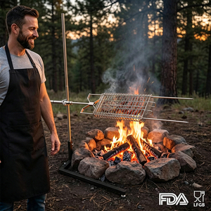 <span class=keywords><strong>Asador</strong></span> giratorio automático portátil para camping, con un solo poste, brocheta para barbacoa, <span class=keywords><strong>estaca</strong></span> para tierra y cesta de asado. - Product Image 1