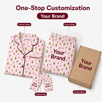 Ensemble de pyjamas de Noël personnalisés à rayures roses avec col cranté pour toute la famille, vêtements de nuit en polyester pour hommes, femmes, enfants et chiens, POD, MOQ 1 pièce, dropshipping
