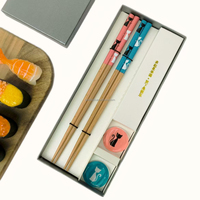 Ensemble de baguettes en bois écologiques motif Dragon des champs d'or, 23 cm, lot de 2 paires, élégante boîte cadeau en papier, certifié LFGB, pour entreprises
